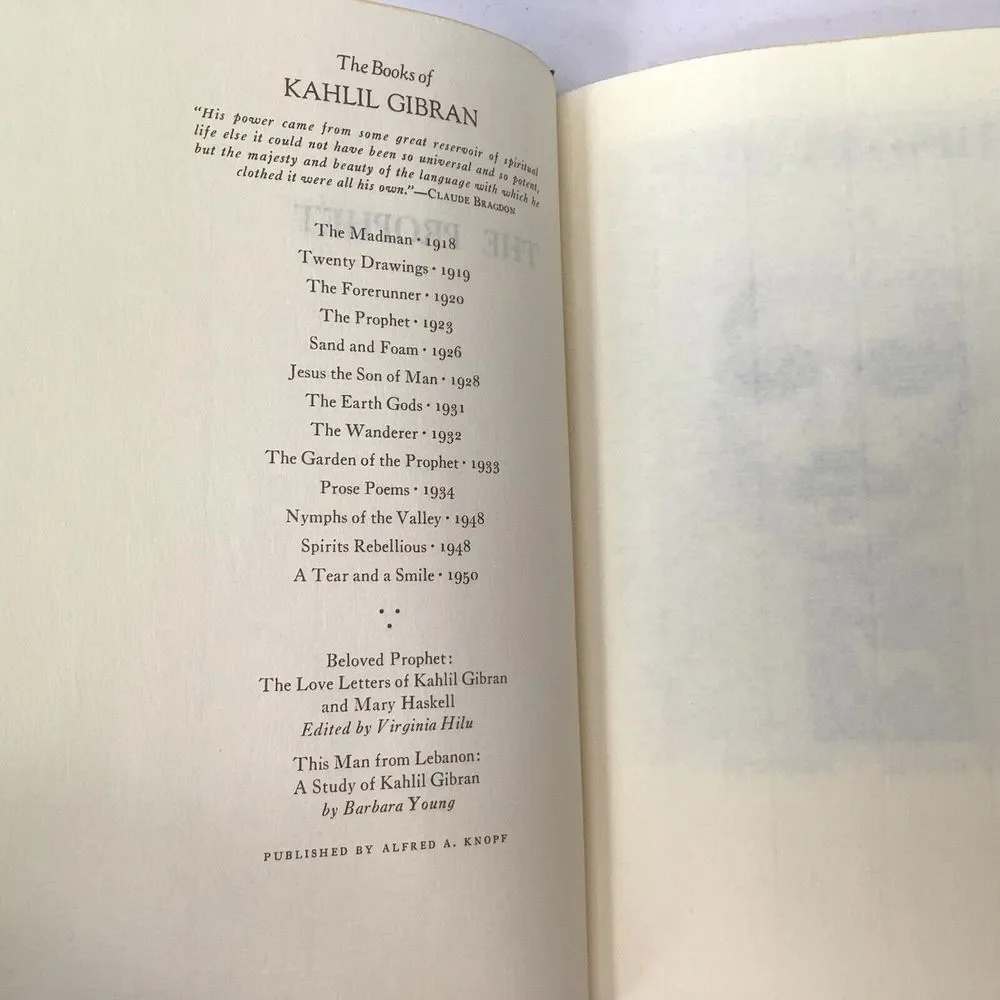 The Prophet Kahlil Gibran‎ Masterpiece 2000 Alfred A Knopf Borzoi Book Hardcover